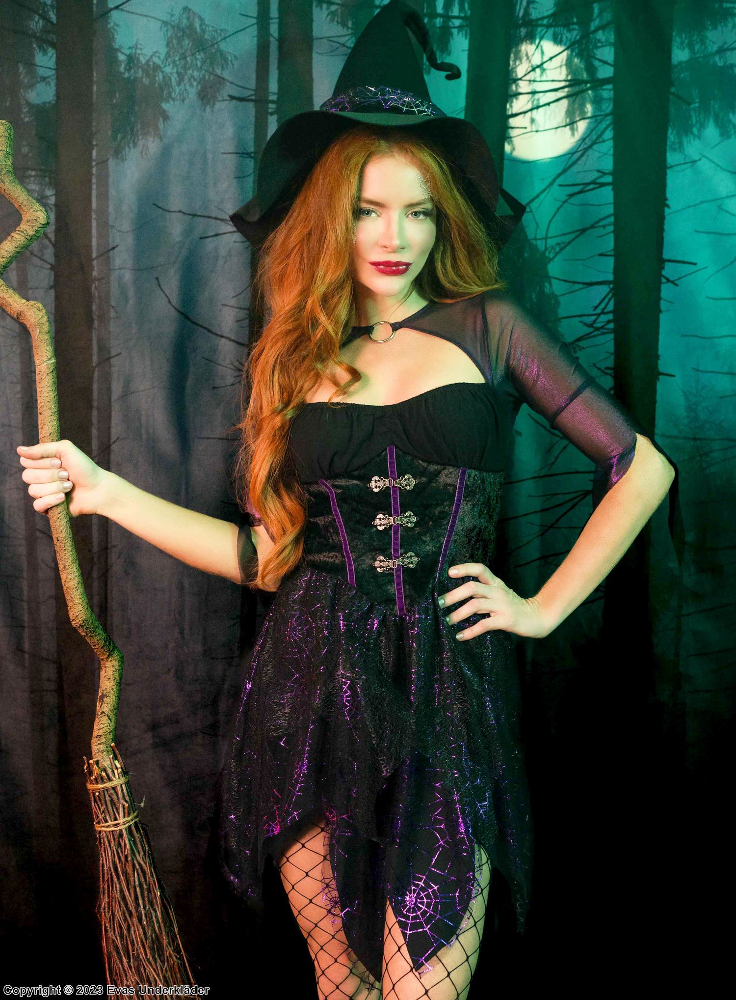 Hexe, Kostüm-Kleid, Ring, zerfetzte Ärmel, Spinnennetz